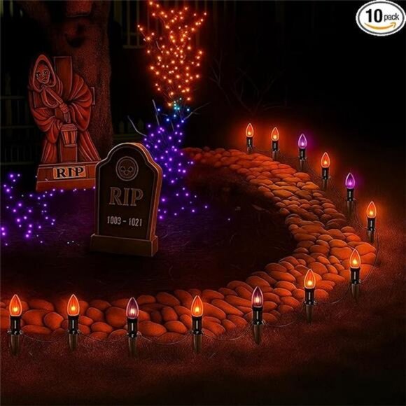 Halloween Pathway Lights Outdoor,10 Pack Halloween Party Decor Stake Lights - Picture 8 of 8